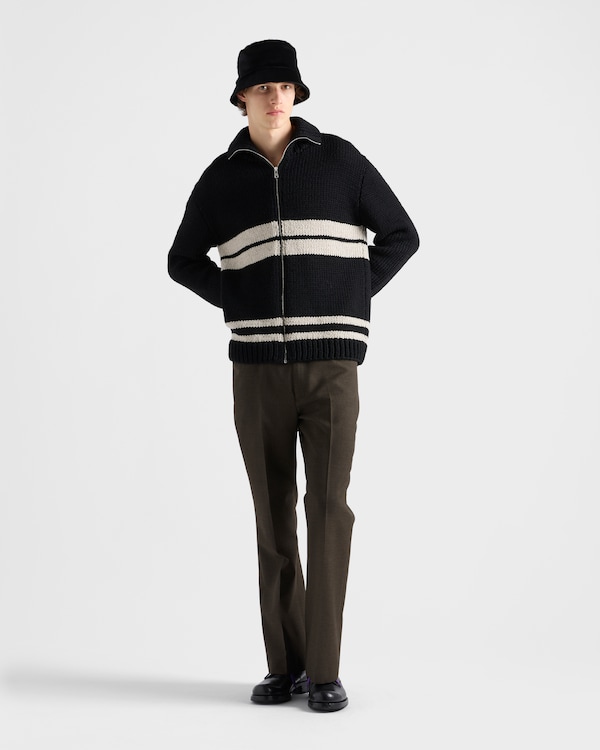Wool and cashmere zipper cardigan - Black/Ivory Wool and cashmere zipper cardigan - Black/Ivory