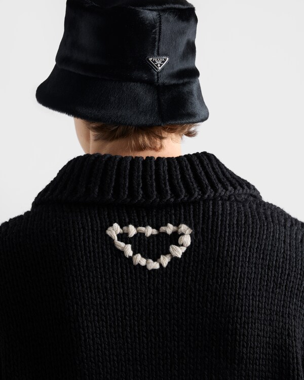 Wool and cashmere zipper cardigan - Black/Ivory Wool and cashmere zipper cardigan - Black/Ivory