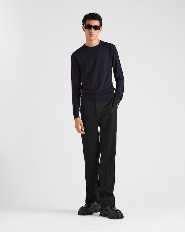 Superfine wool crew-neck sweater - Blue Superfine wool crew-neck sweater - Blue