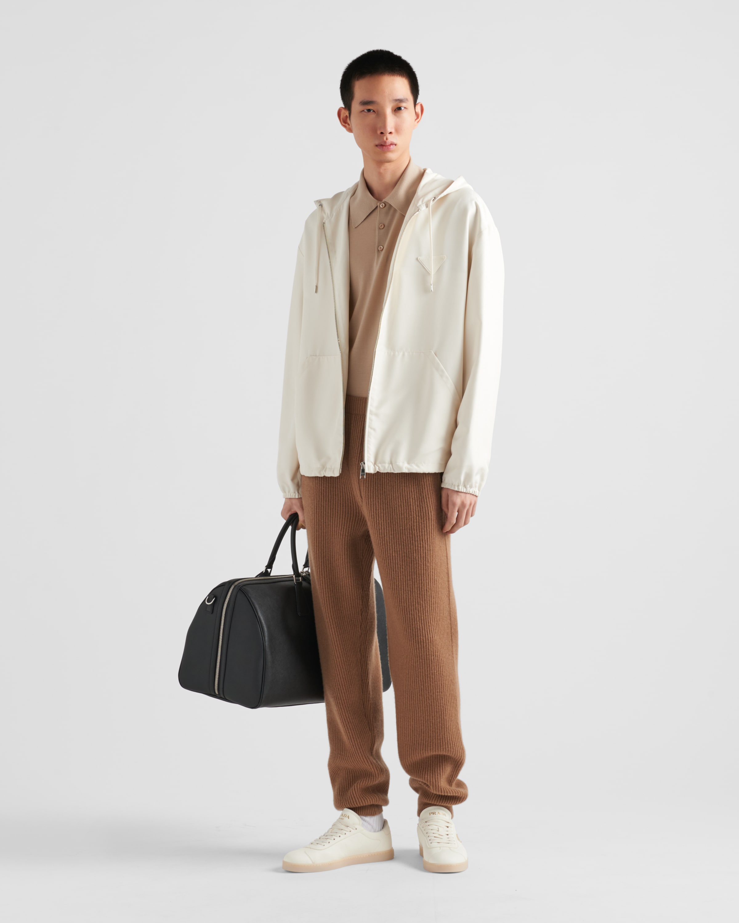 Shop Prada Cashmere Joggers In Camel Brown