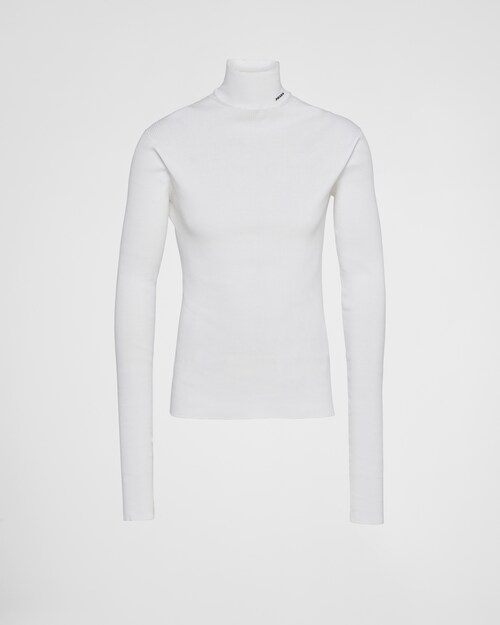 White Cotton turtleneck sweater | Prada