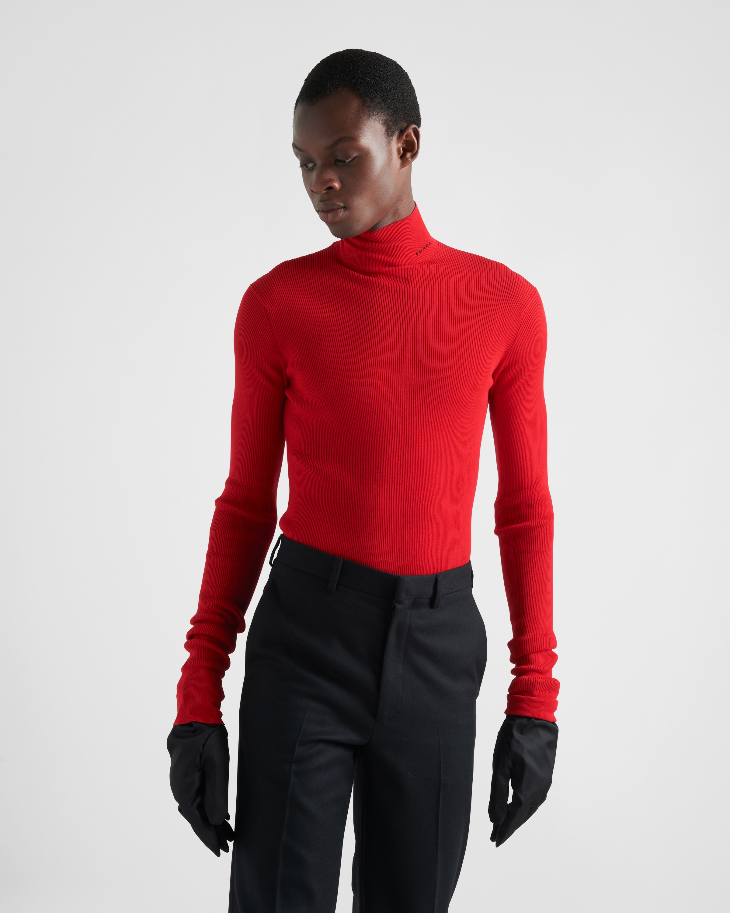 Red Cotton turtleneck sweater | Prada