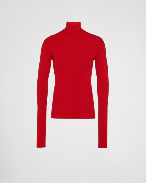 Red Cotton turtleneck sweater | Prada