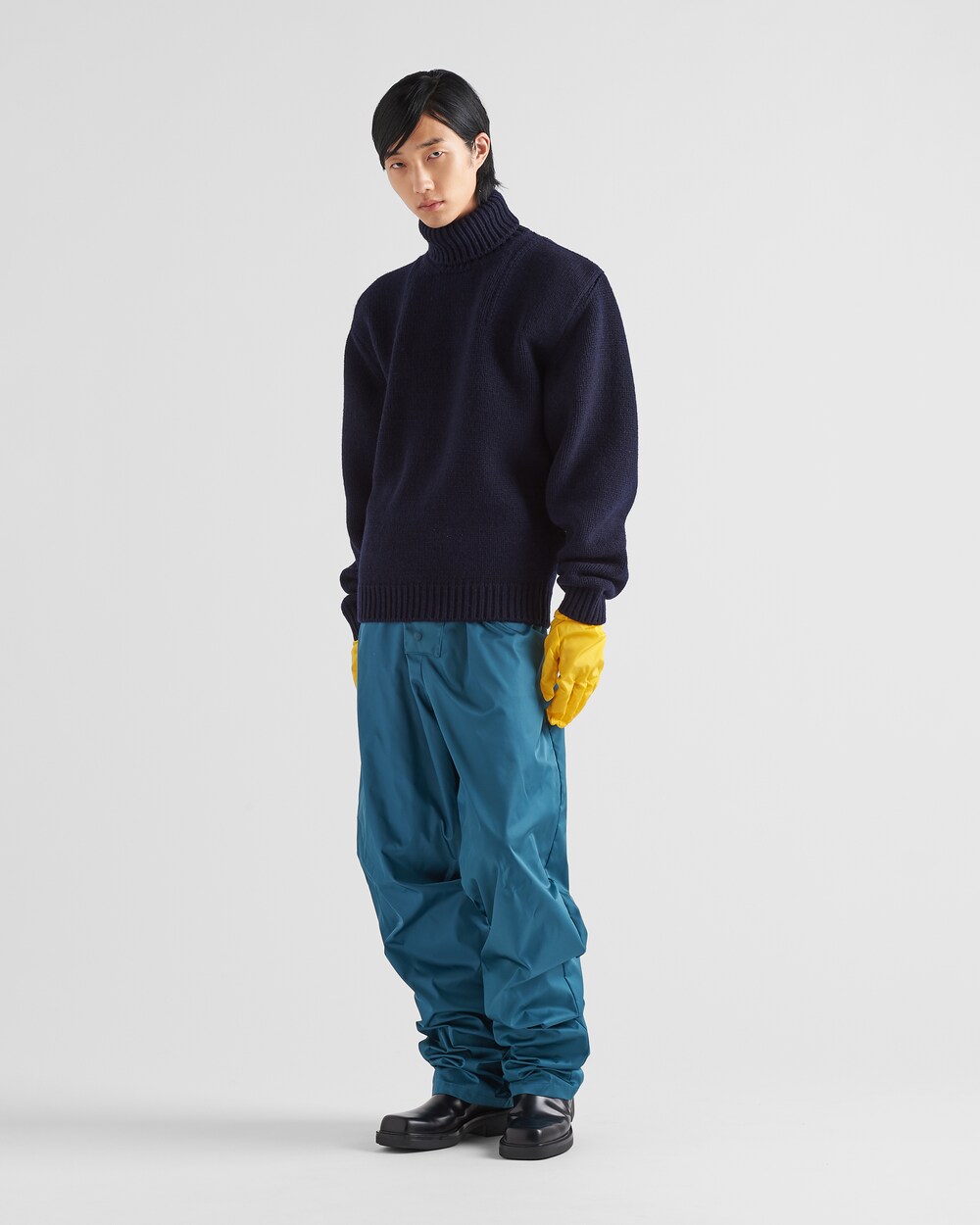 Navy Shetland turtleneck sweater | Prada