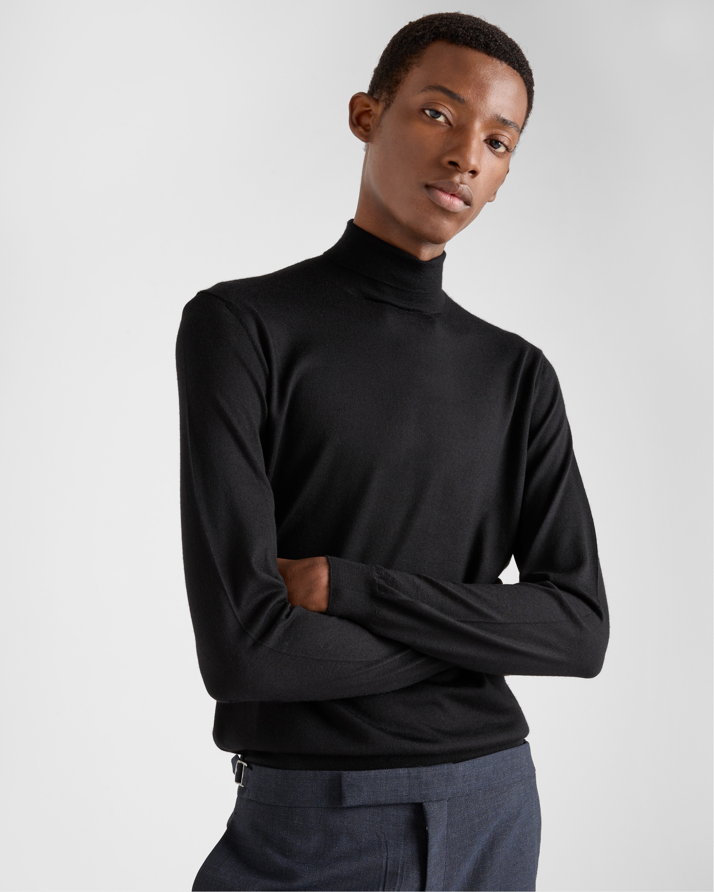Prada Cashmere And Silk Turtleneck Sweater In Black