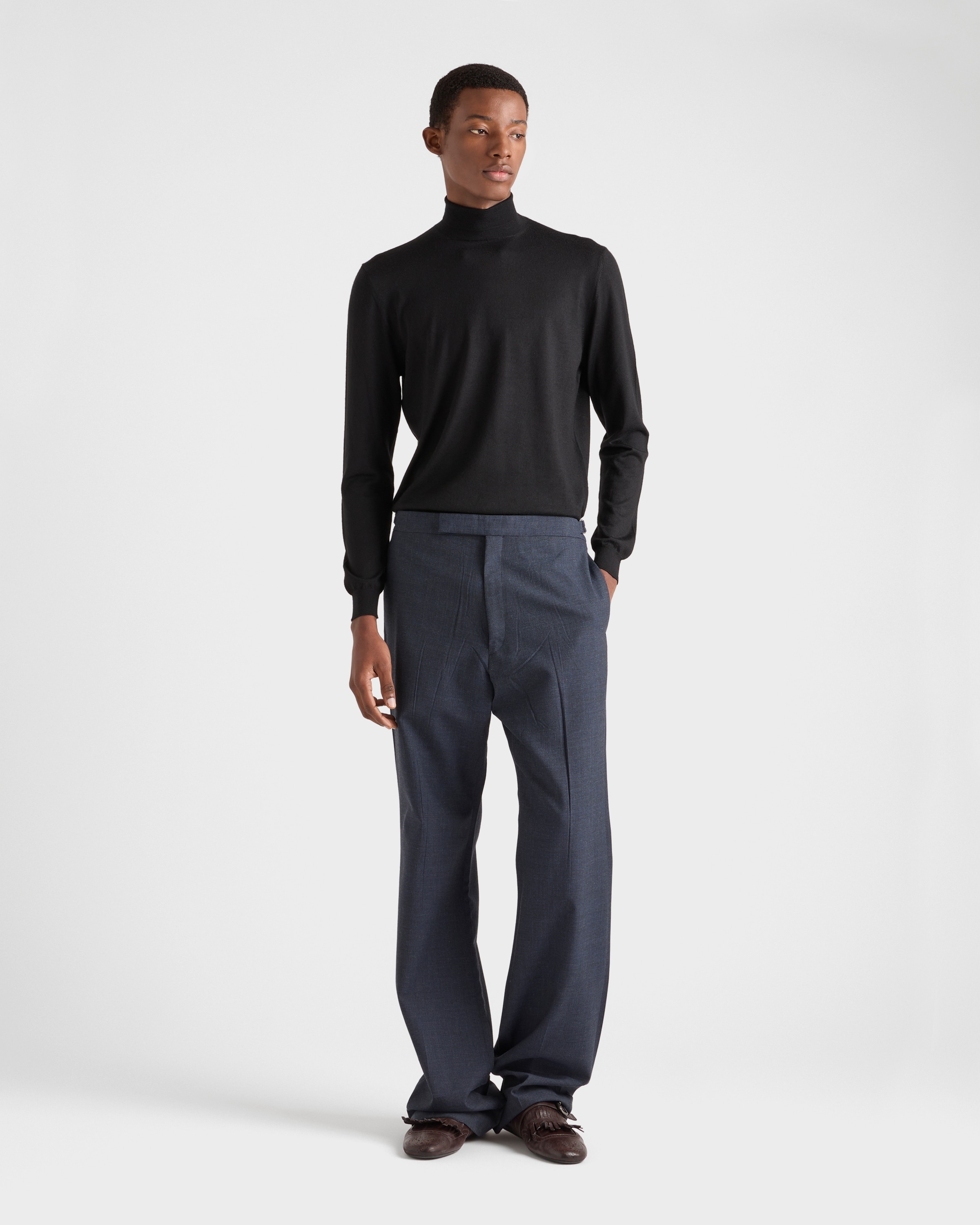 Prada Cashmere And Silk Turtleneck Sweater In Black