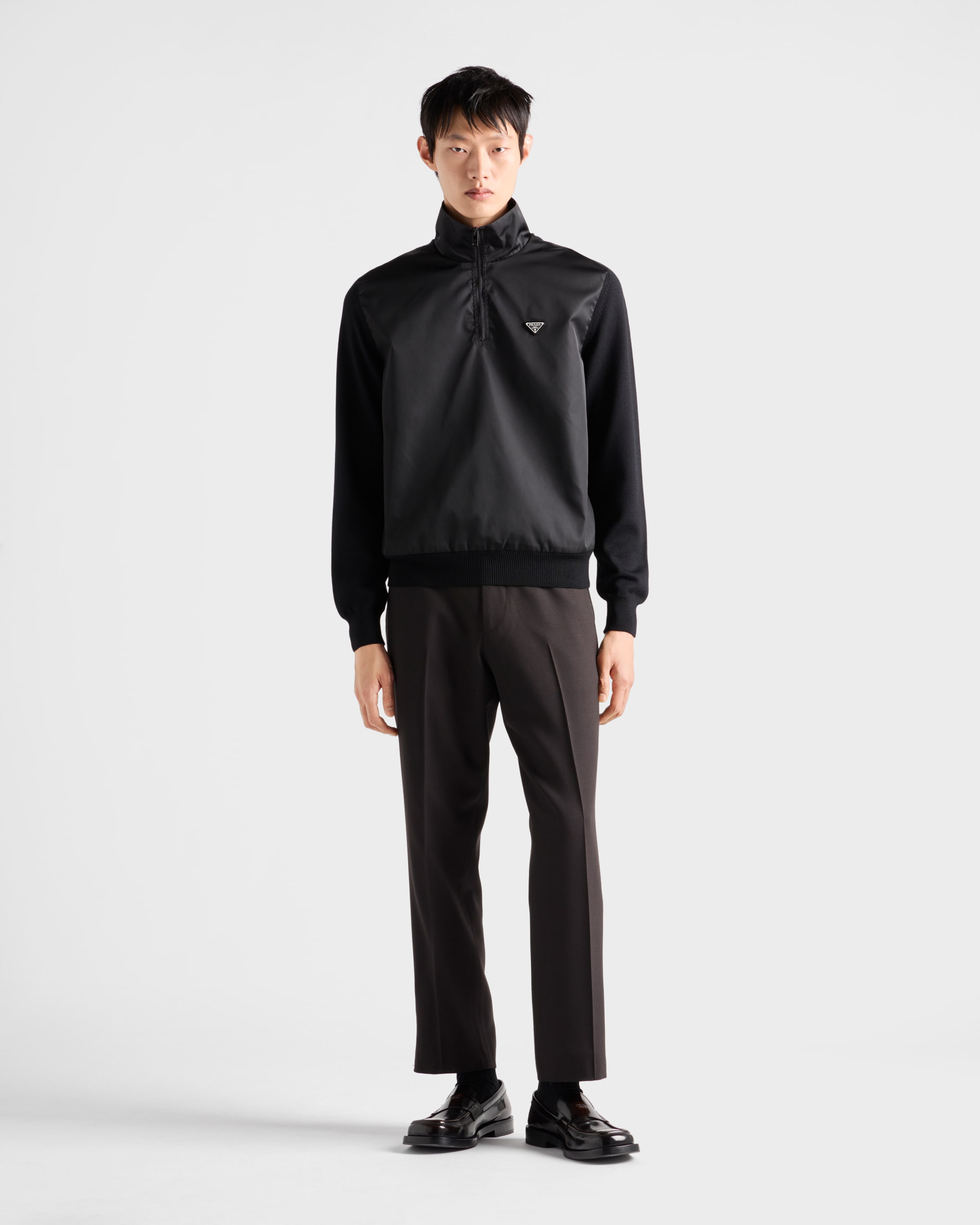 【PRADA】パターンジャカード ハイネック パッド入りジャケット PRADA プラダ リバーシブルジャケット フード付アウター パット