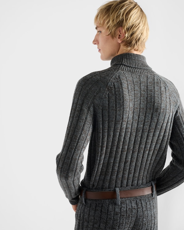 Cashmere and wool turtleneck sweater - Slate Gray/Cocoa Brown Cashmere and wool turtleneck sweater - Slate Gray/Cocoa Brown