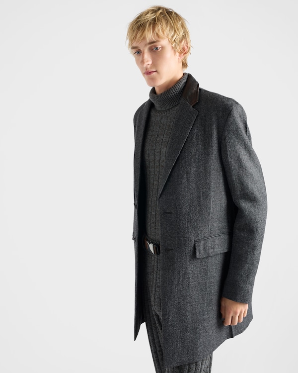 Cashmere and wool turtleneck sweater - Slate Gray/Cocoa Brown Cashmere and wool turtleneck sweater - Slate Gray/Cocoa Brown