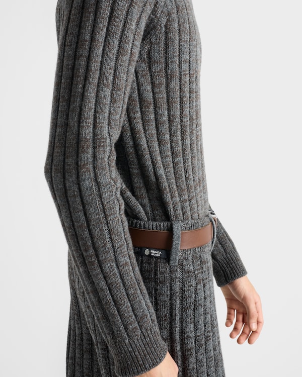Cashmere and wool turtleneck sweater - Slate Gray/Cocoa Brown Cashmere and wool turtleneck sweater - Slate Gray/Cocoa Brown