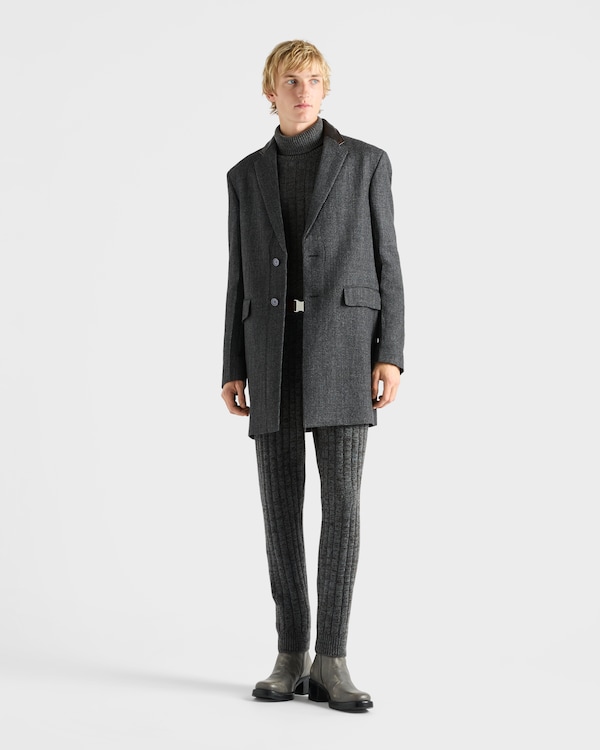 Cashmere and wool turtleneck sweater - Slate Gray/Cocoa Brown Cashmere and wool turtleneck sweater - Slate Gray/Cocoa Brown