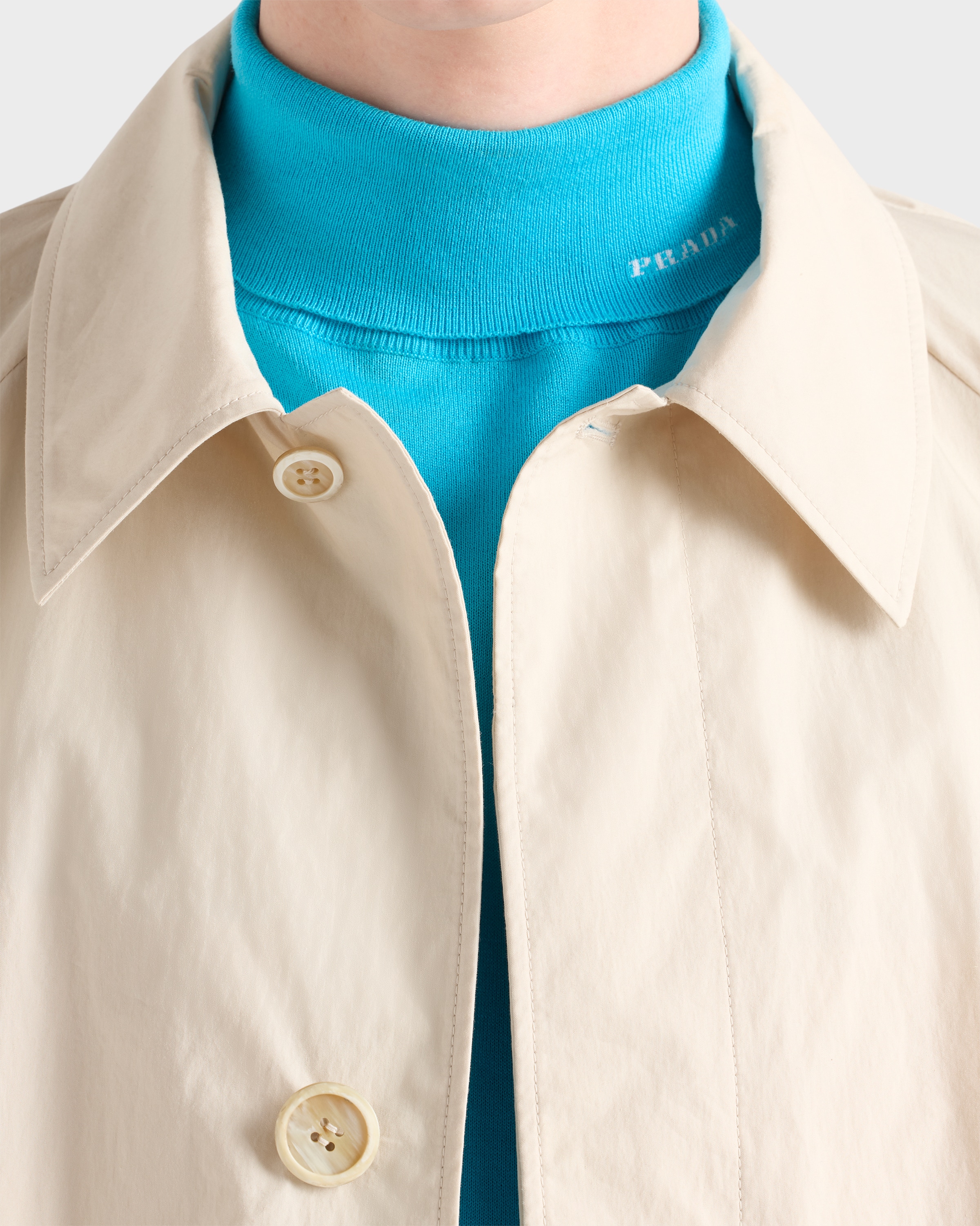 ターコイズ コットン タートルネック セーター | PRADA