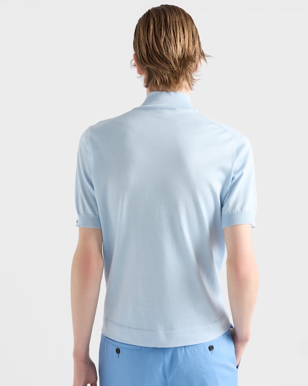 Short-sleeved cotton sweater - Sky Blue Short-sleeved cotton sweater - Sky Blue