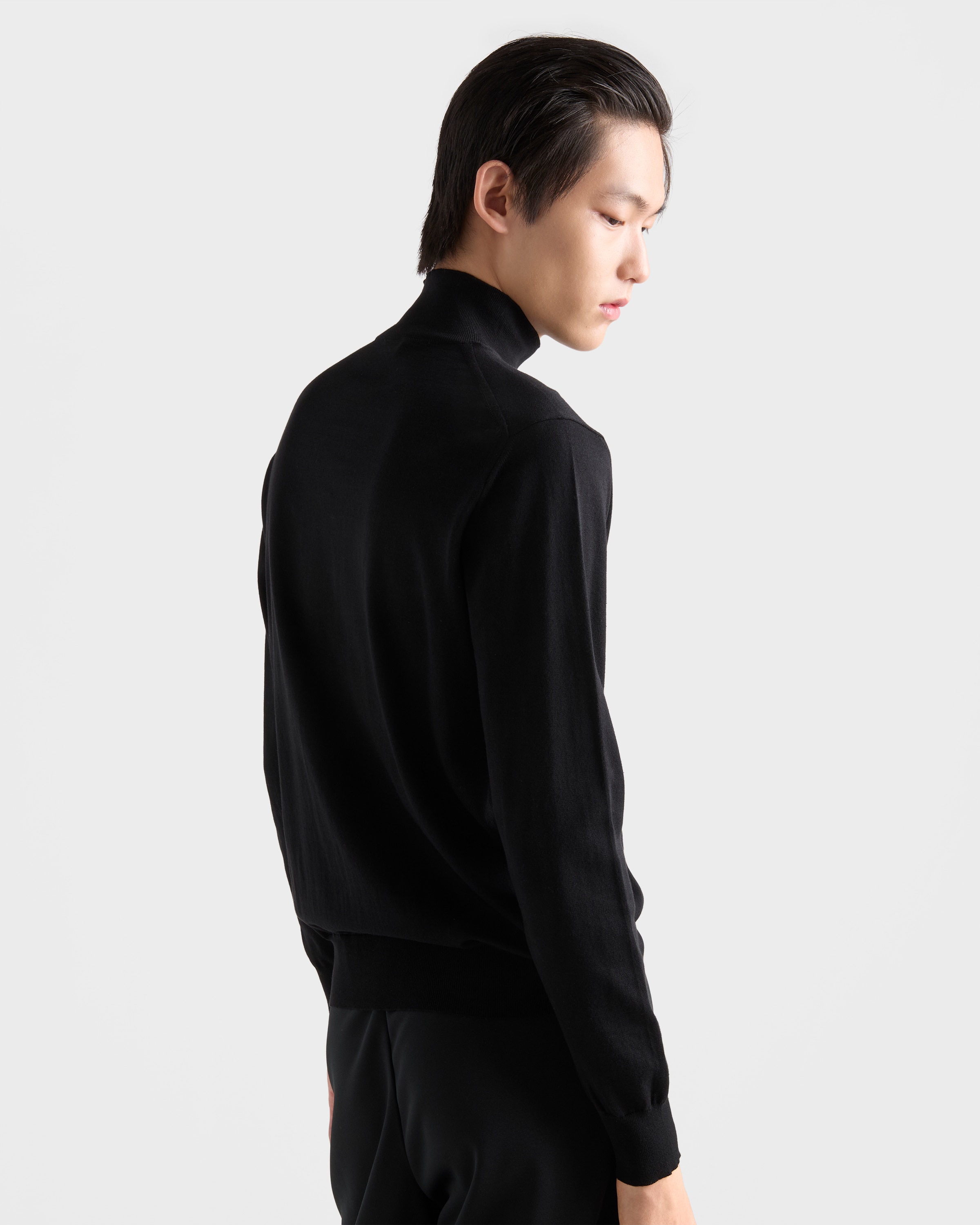 Maglia collo alto in cotone Nero | PRADA - Italia