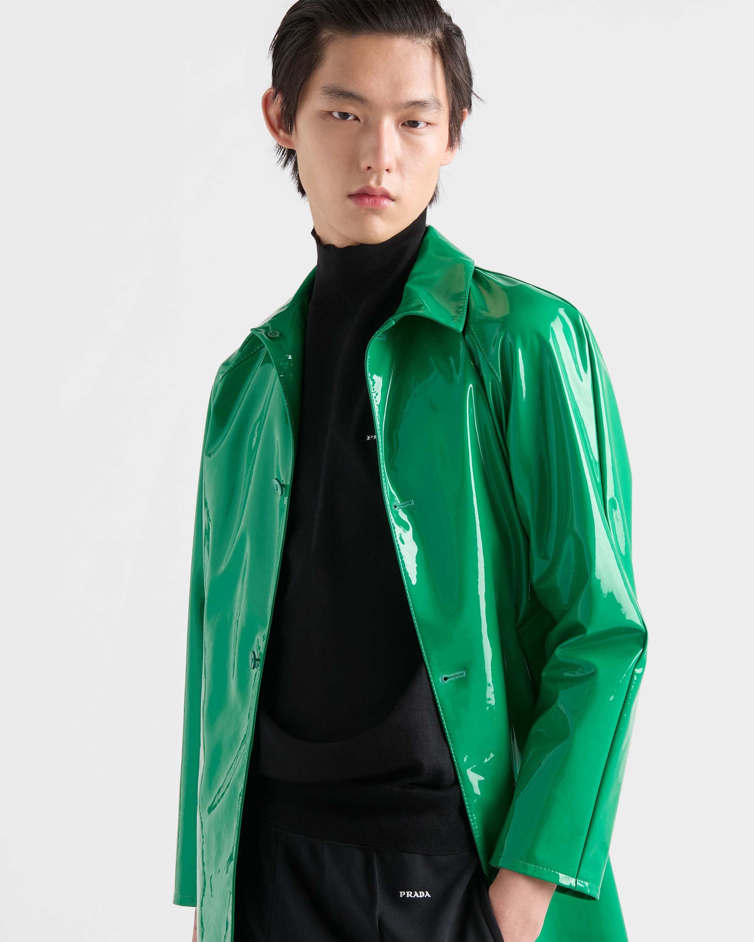 Black Cotton mock turtleneck sweater | PRADA - United States