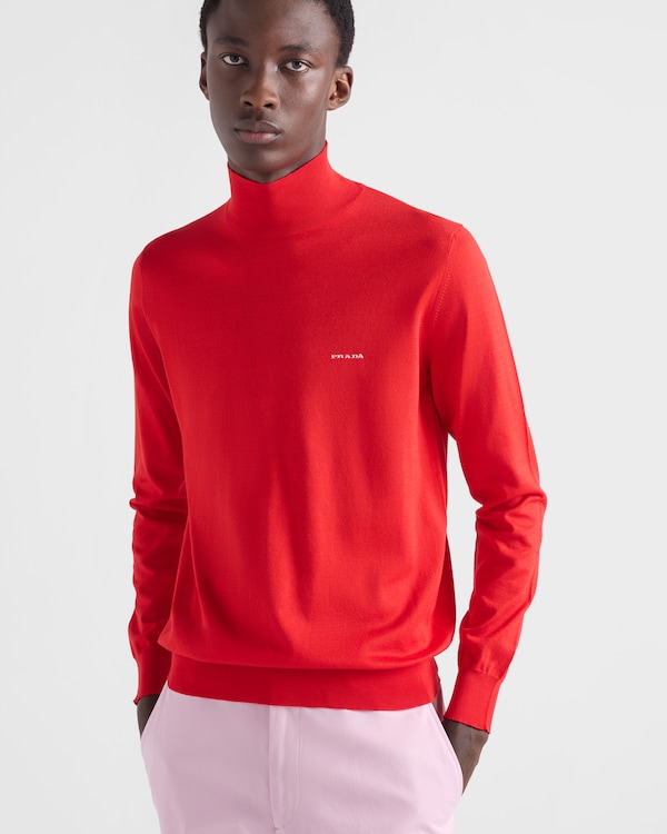 Cotton mock turtleneck sweater - Red Cotton mock turtleneck sweater - Red