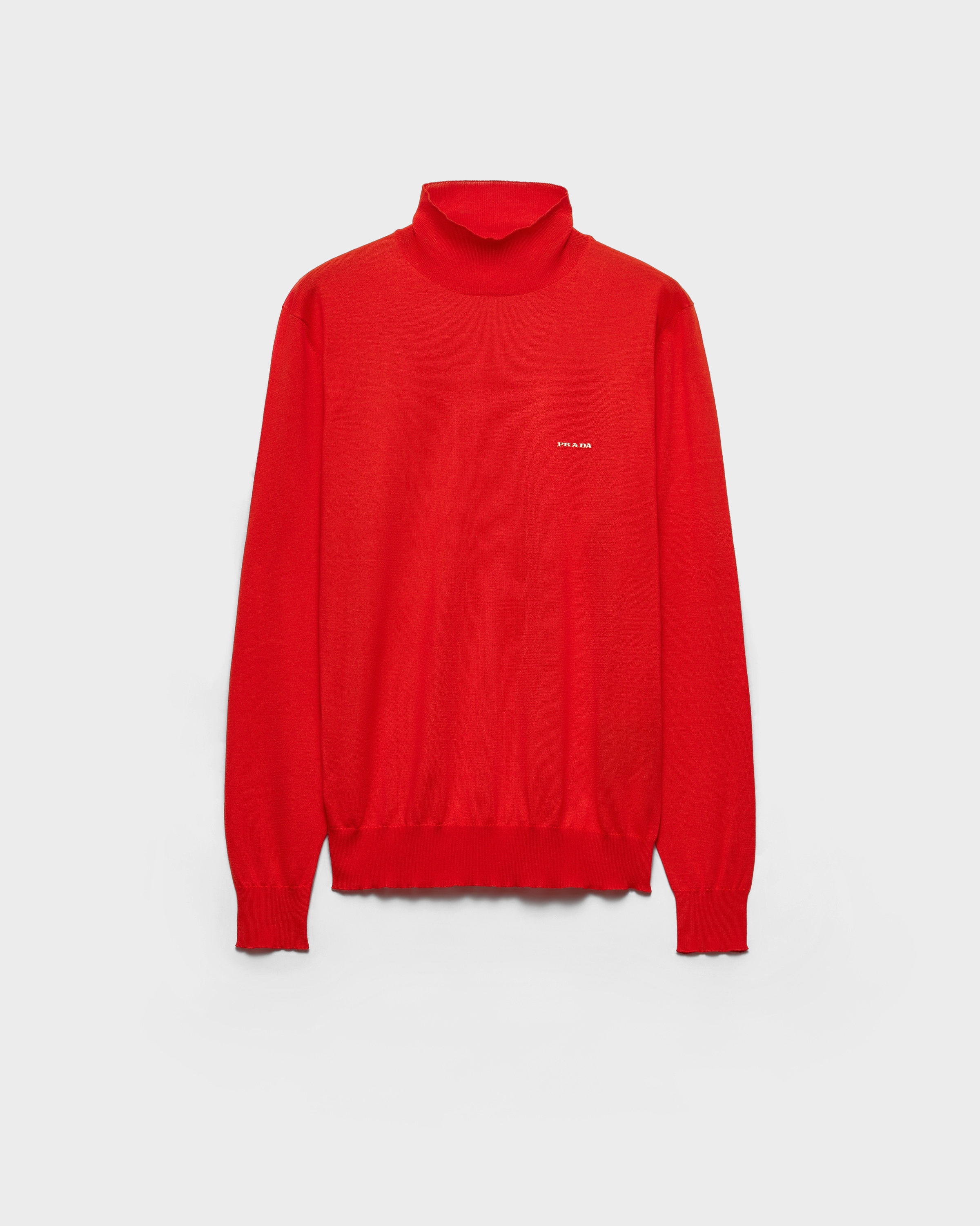 Red Cotton mock turtleneck sweater | PRADA - United States