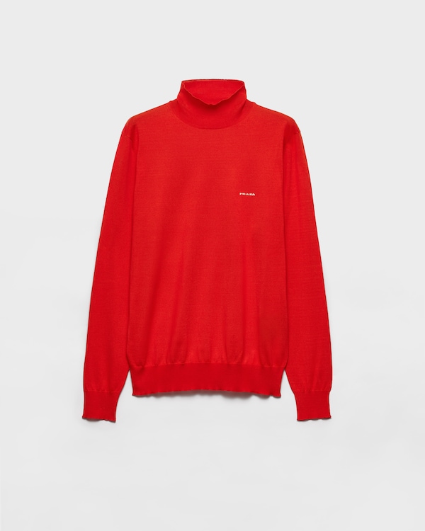 Cotton mock turtleneck sweater - Red Cotton mock turtleneck sweater - Red