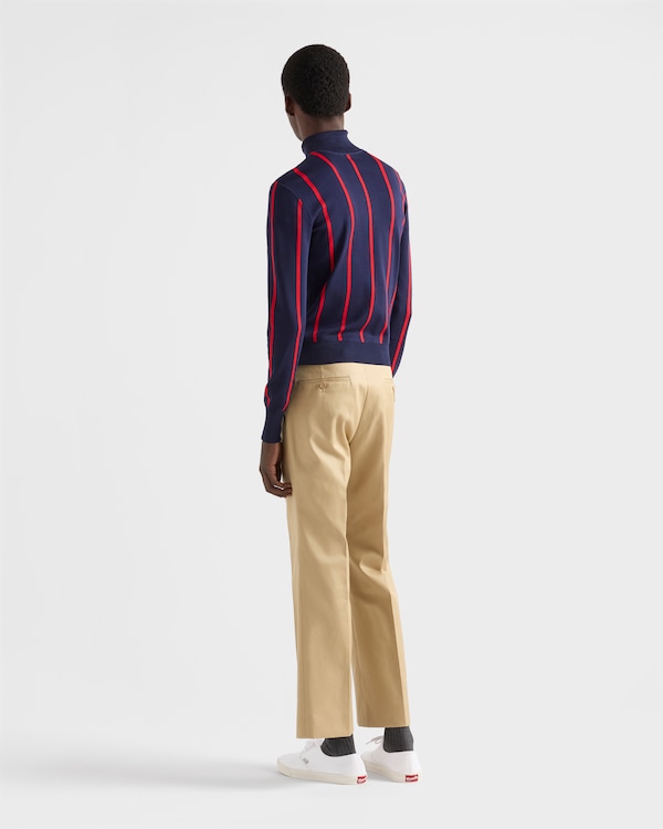 Cotton turtleneck sweater - Blue/Red Cotton turtleneck sweater - Blue/Red