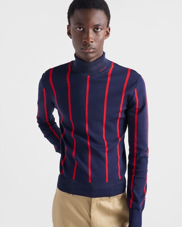 Cotton turtleneck sweater - Blue/Red Cotton turtleneck sweater - Blue/Red