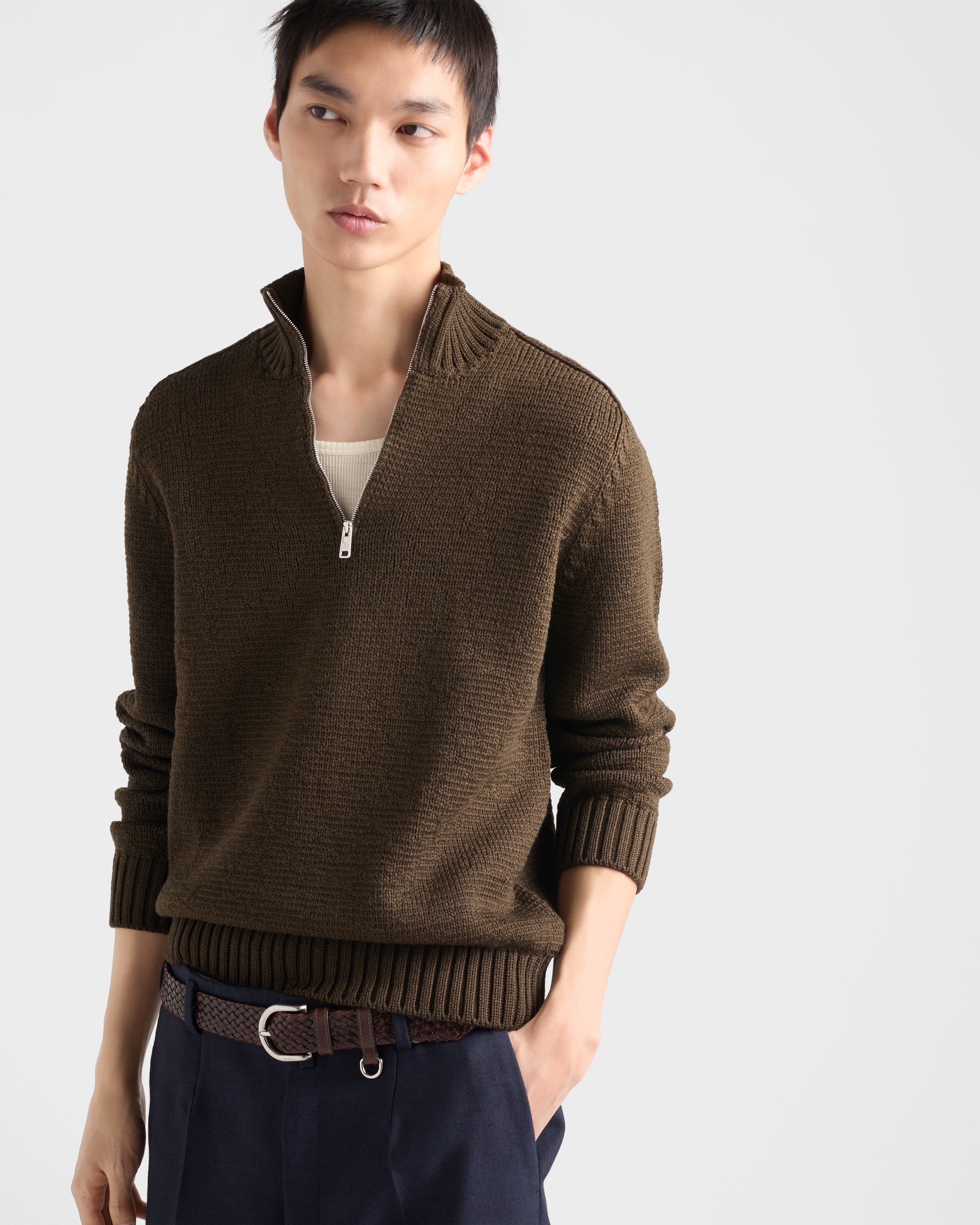 Military Green Wool Turtleneck | PRADA