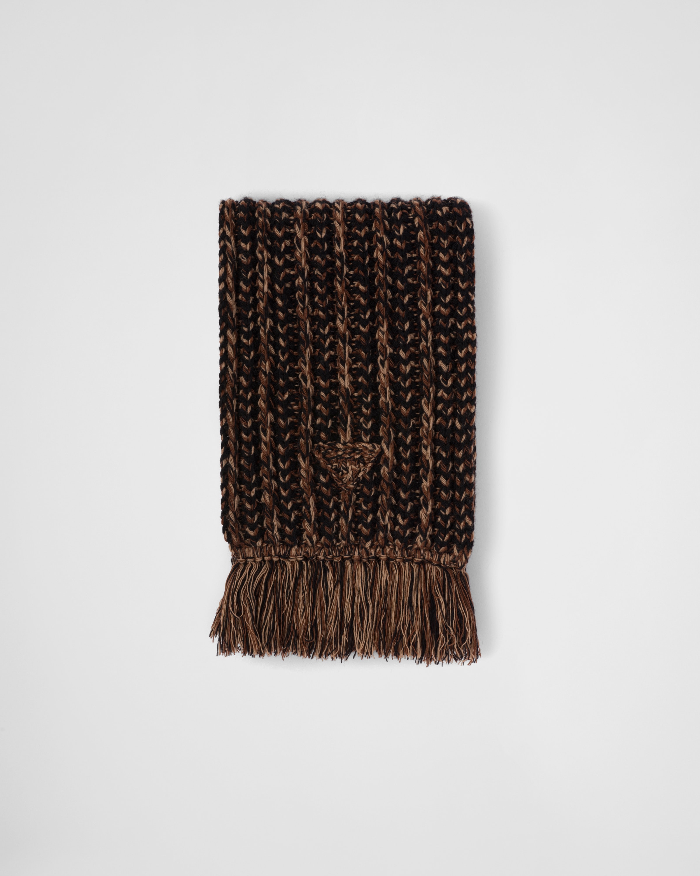 Camel Brown Wool And Cashmere Scarf PRADA