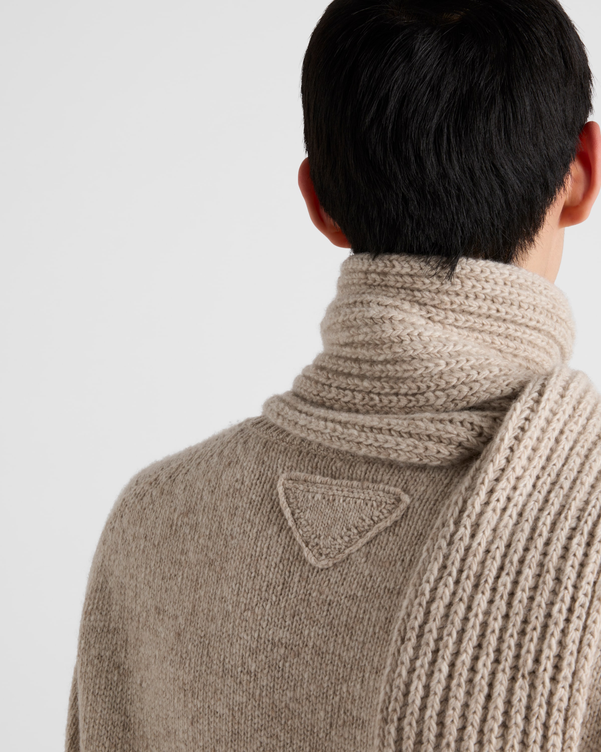 Prada Logo-detail Cashmere Scarf In Desert Beige