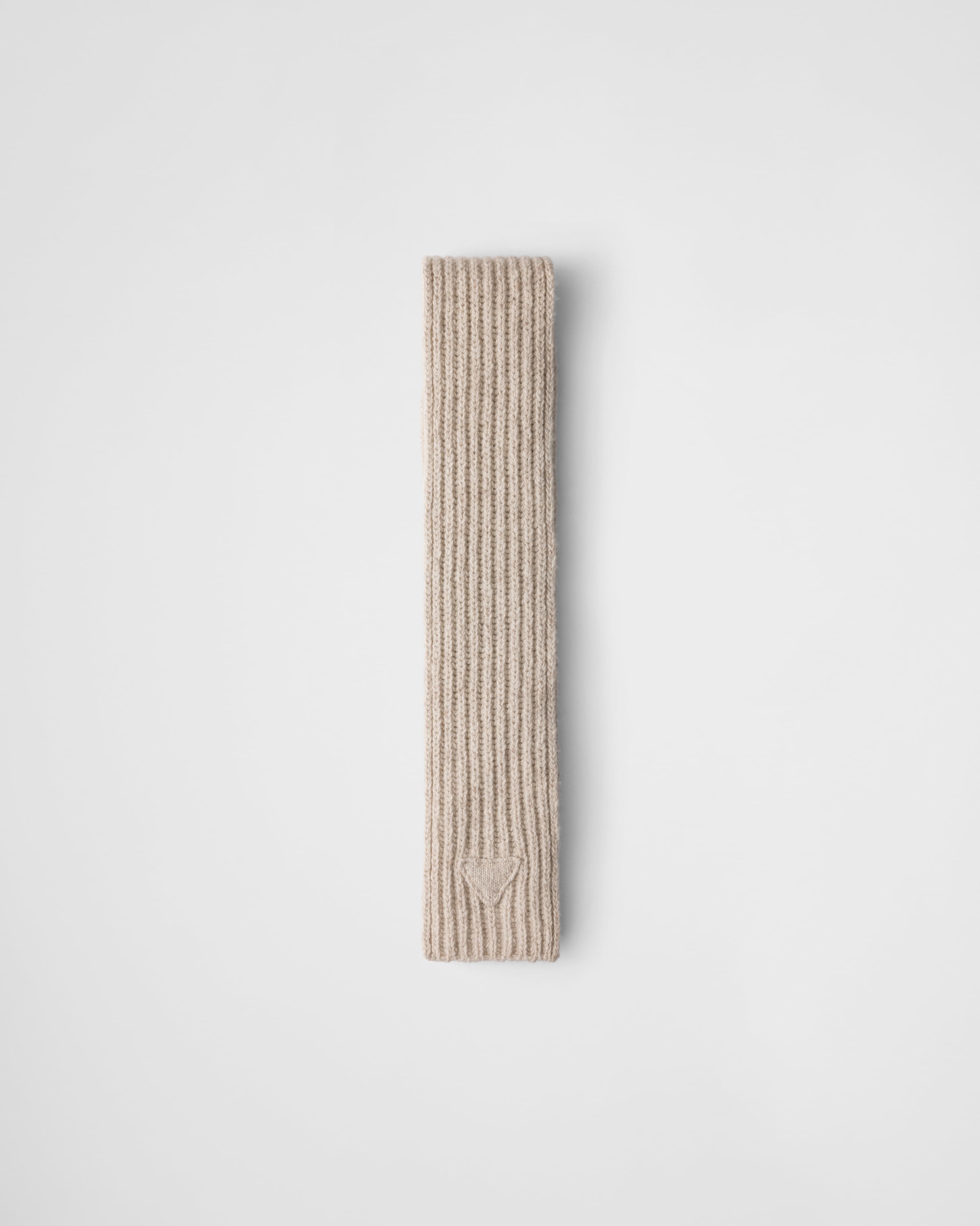 Prada Logo-detail Cashmere Scarf In Desert Beige