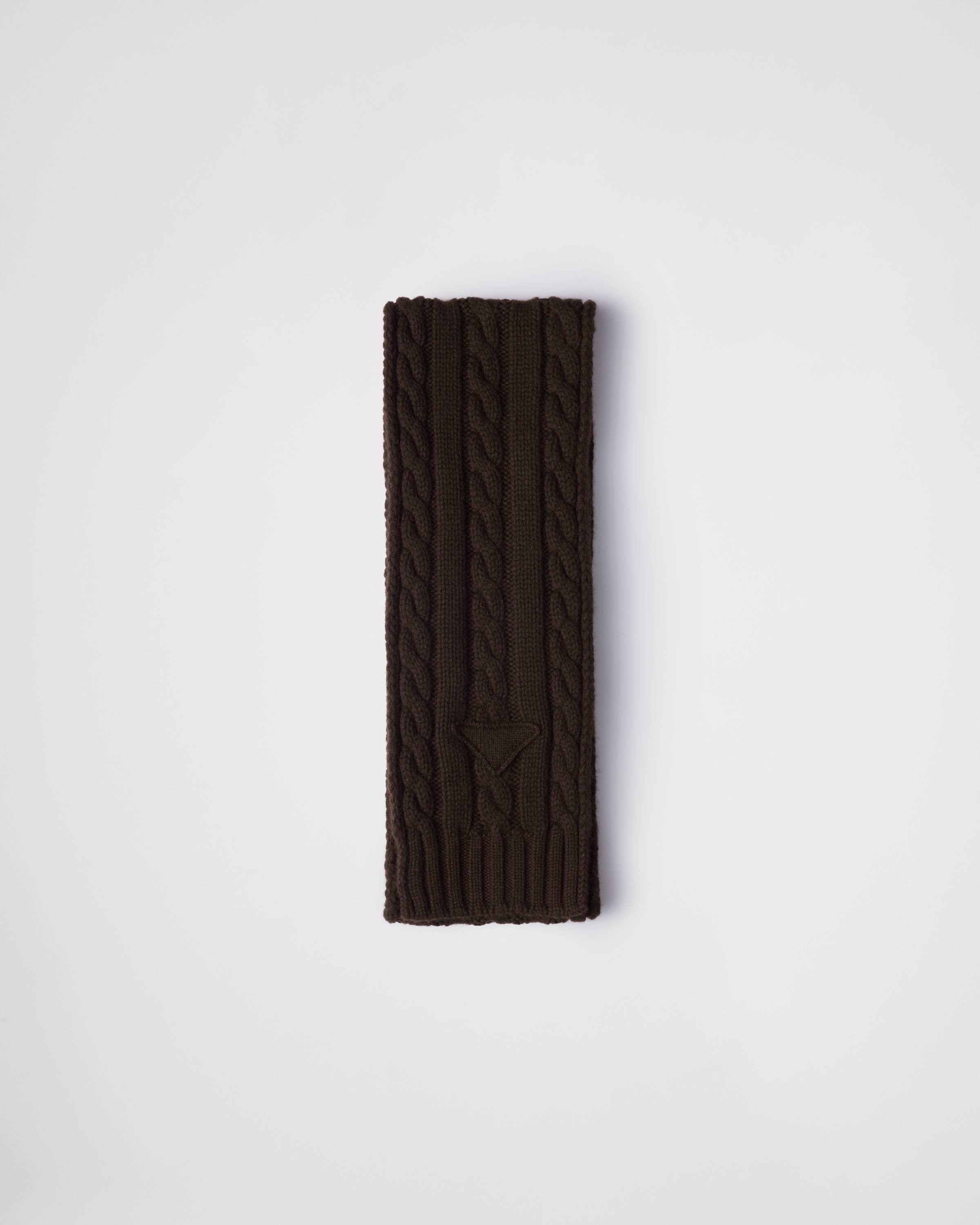 Prada Cashmere Cable-knit Scarf In Dark Brown