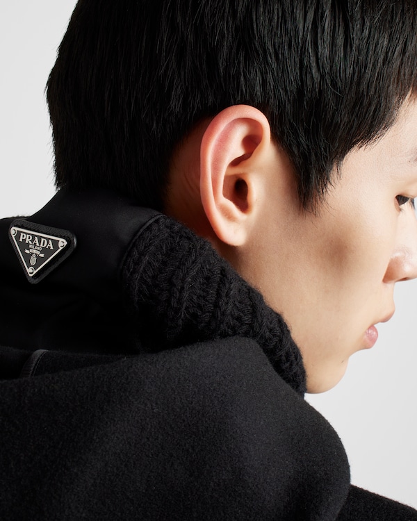 Wool, cashmere and Re-Nylon neck warmer - Black Wool, cashmere and Re-Nylon neck warmer - Black