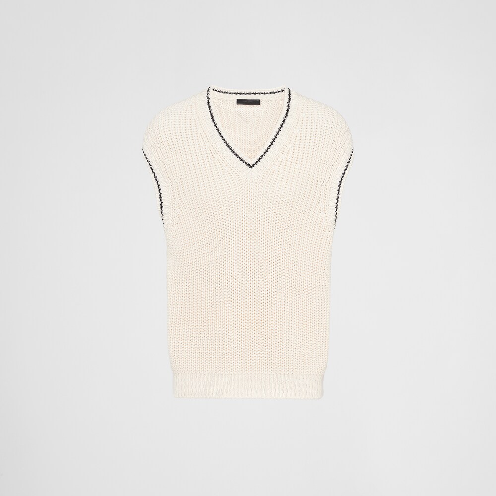 Prada Oversized ribbed knit silk top 1