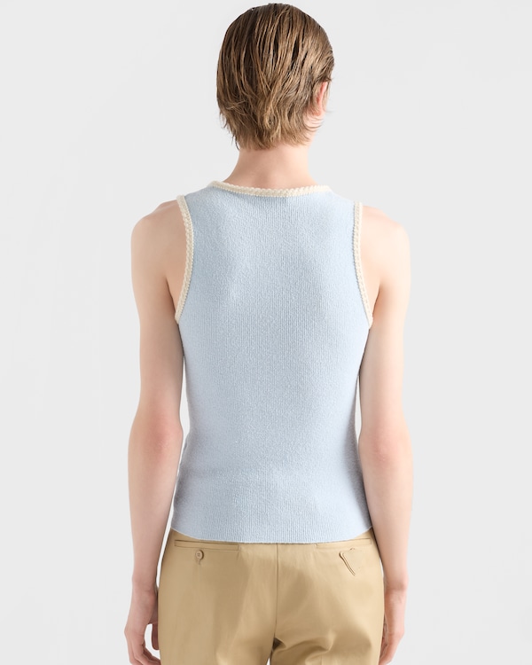 Embroidered cotton tank top - Sky Blue Embroidered cotton tank top - Sky Blue