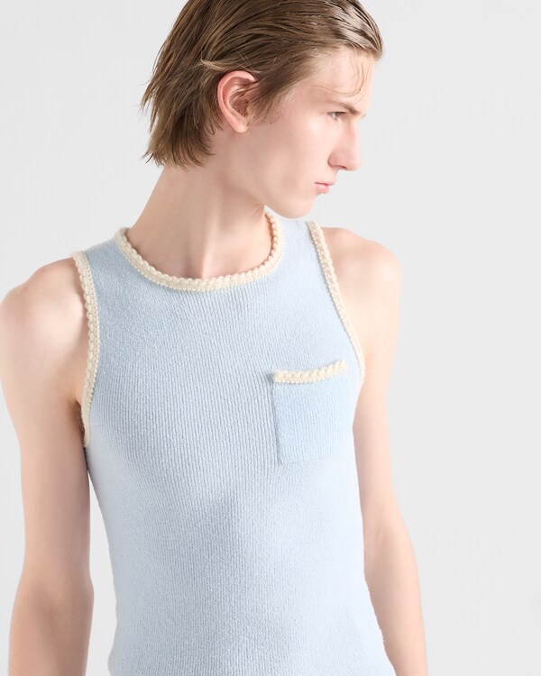 Embroidered cotton tank top - Sky Blue Embroidered cotton tank top - Sky Blue