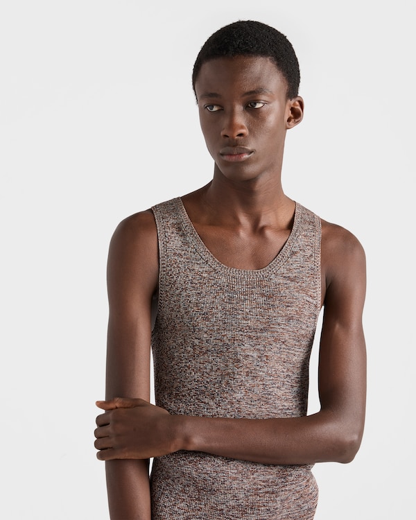 Cotton knit tank top - Navy Cotton knit tank top - Navy