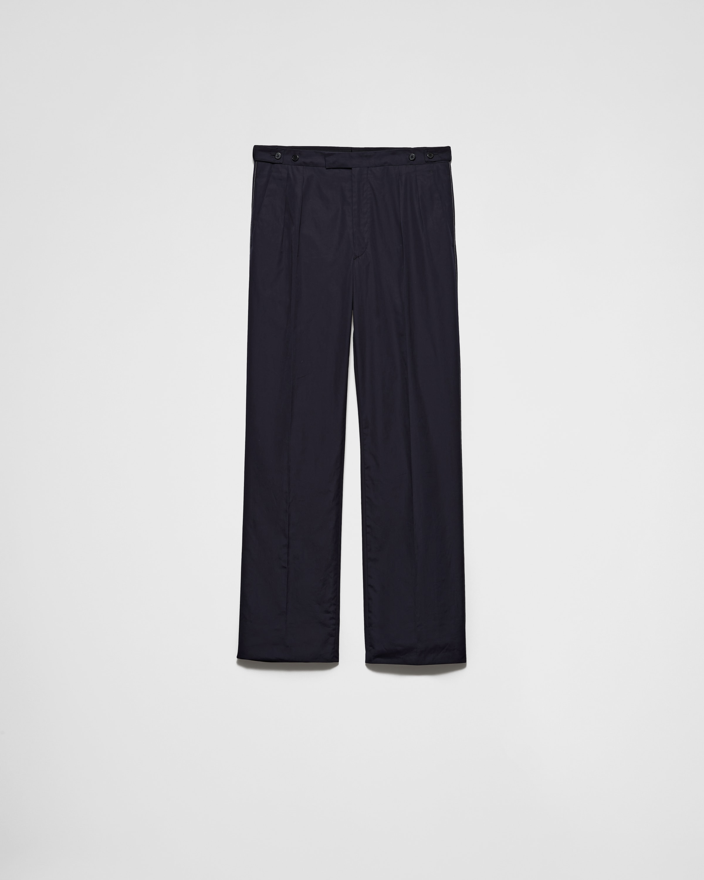 Prada Men's Pleated Twill Pants In Blue