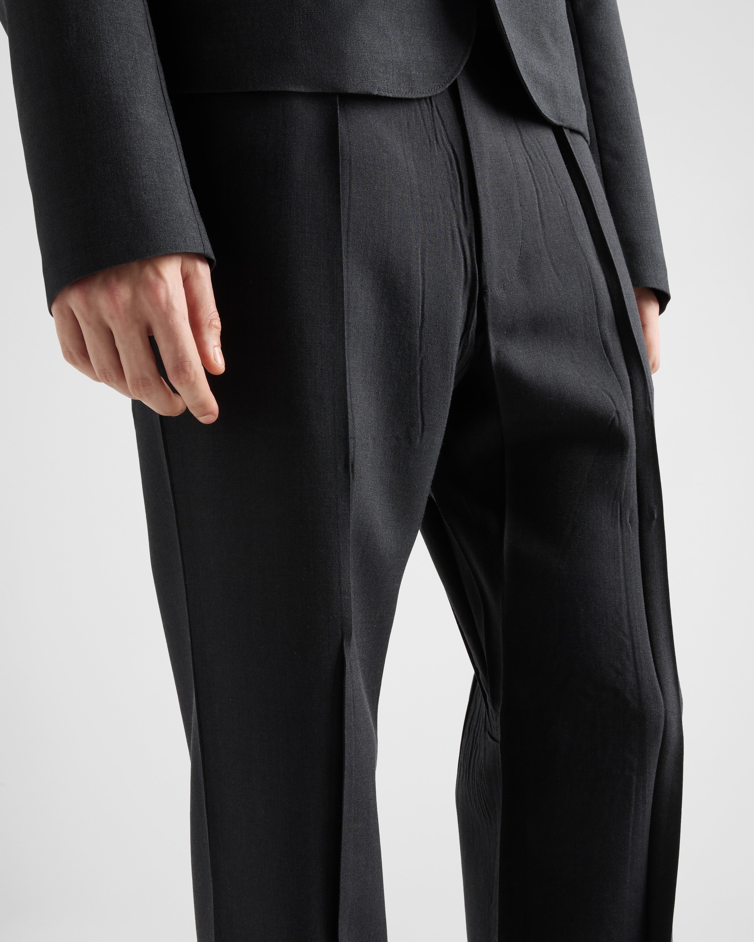 Black Technical Fabric Pants With Heat-sealed Tape | PRADA