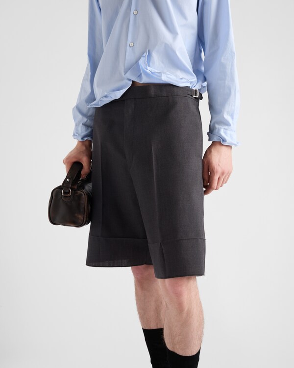 Mohair and silk Bermudas - Anthracite Gray Mohair and silk Bermudas - Anthracite Gray
