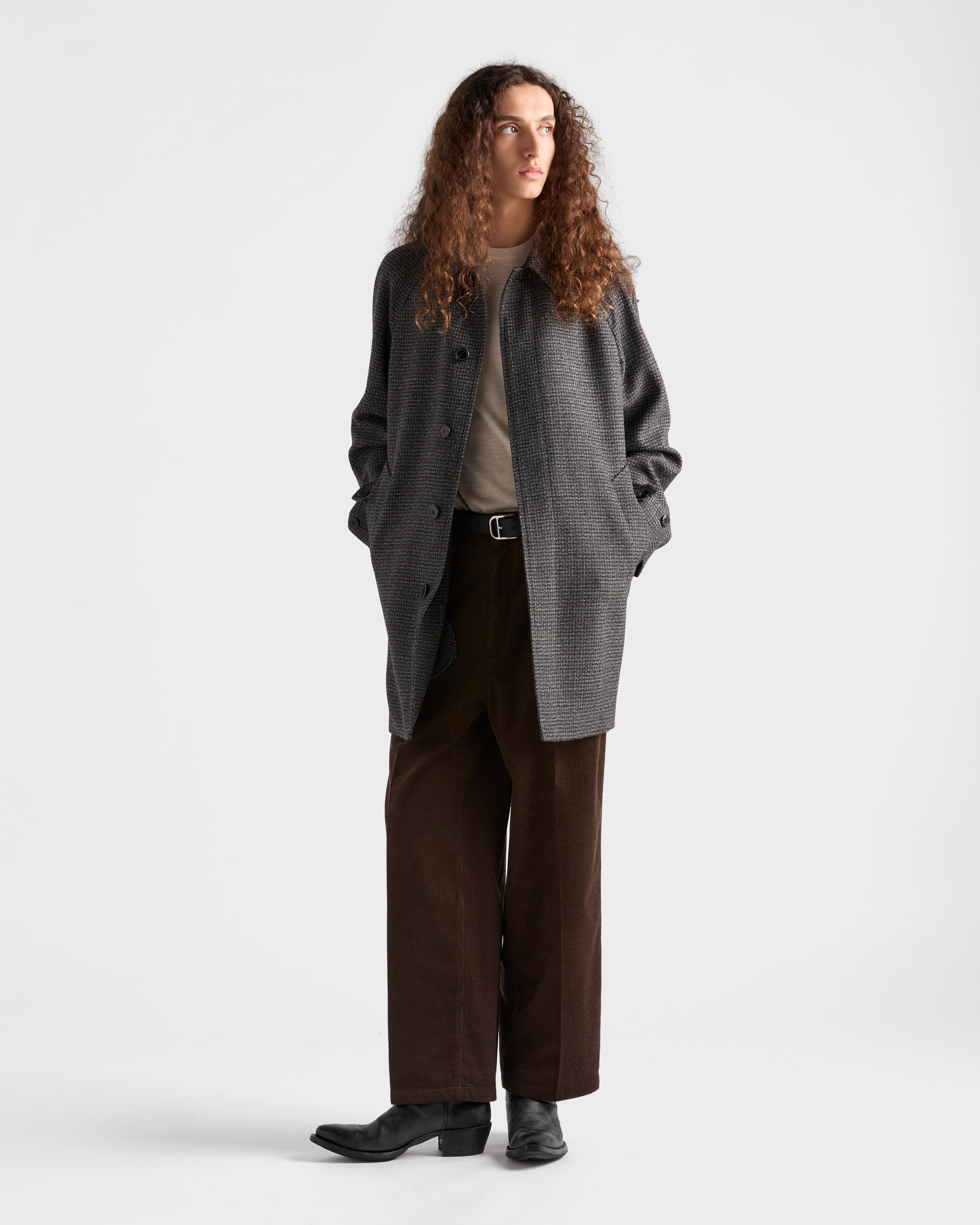 Prada Cashmere And Cotton Corduroy Pants In Brown