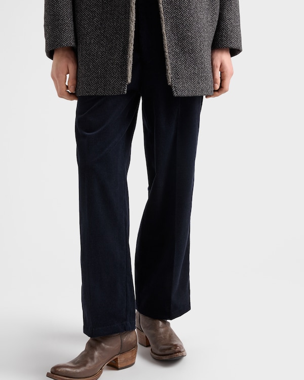 Cashmere and cotton corduroy pants - Blue Cashmere and cotton corduroy pants - Blue