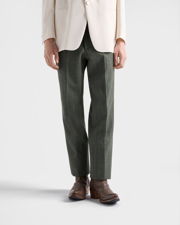 Pinstriped wool blend pants - Sage Green Pinstriped wool blend pants - Sage Green