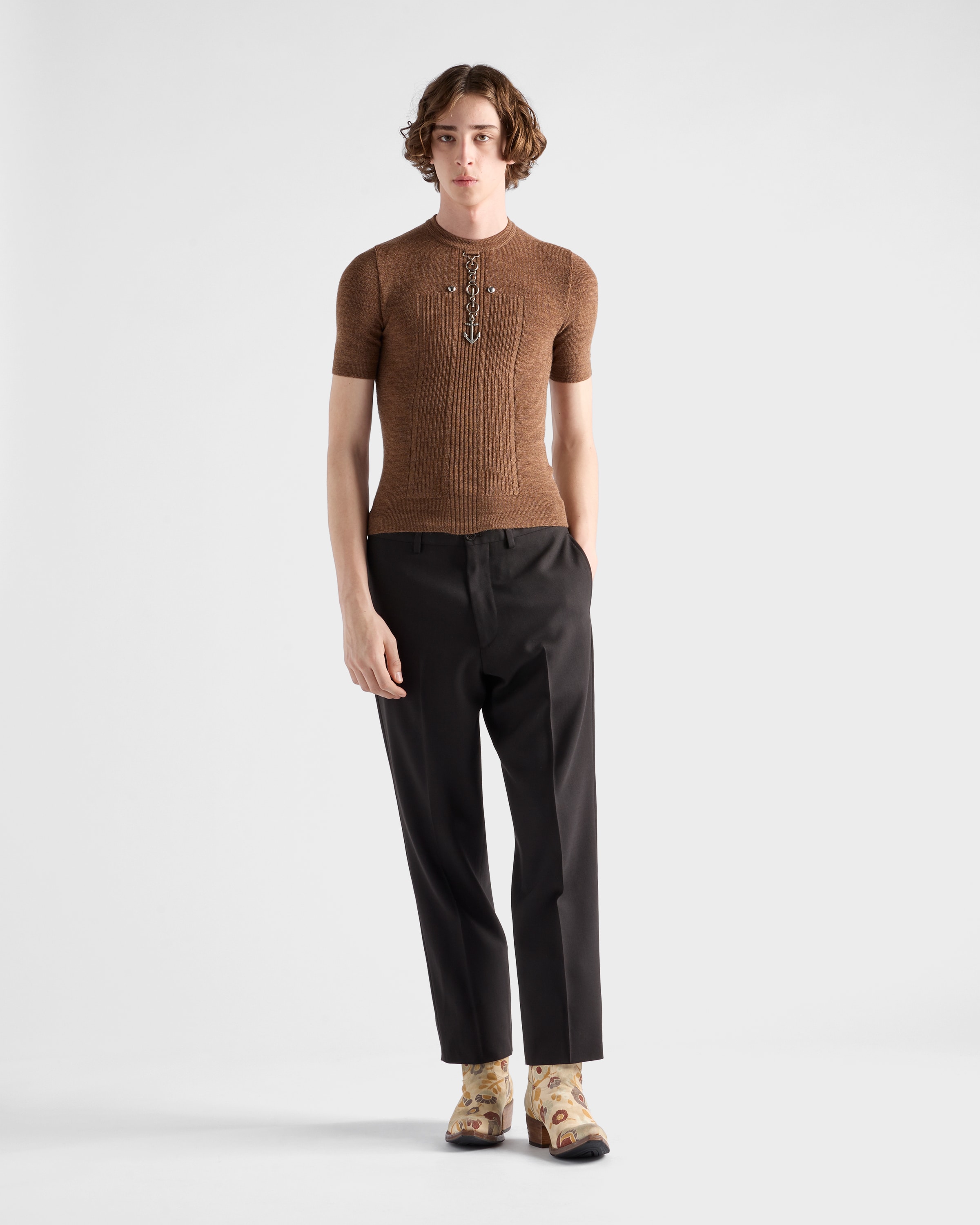 パンツ PRADA Embroidered Wool Pant Prada EMBROIDERED WOOL PANT - Leggings - BeyondStyle