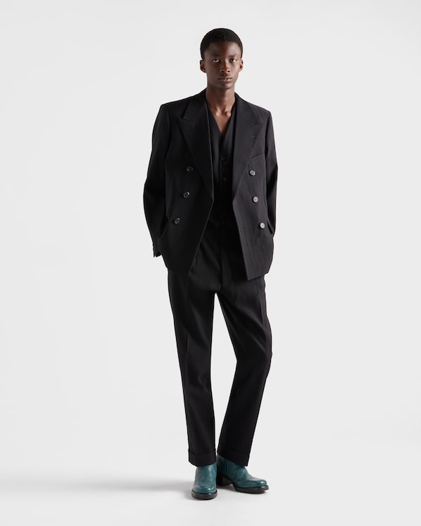 Pantalon rayé en mélange de laine Pantalon rayé en mélange de laine