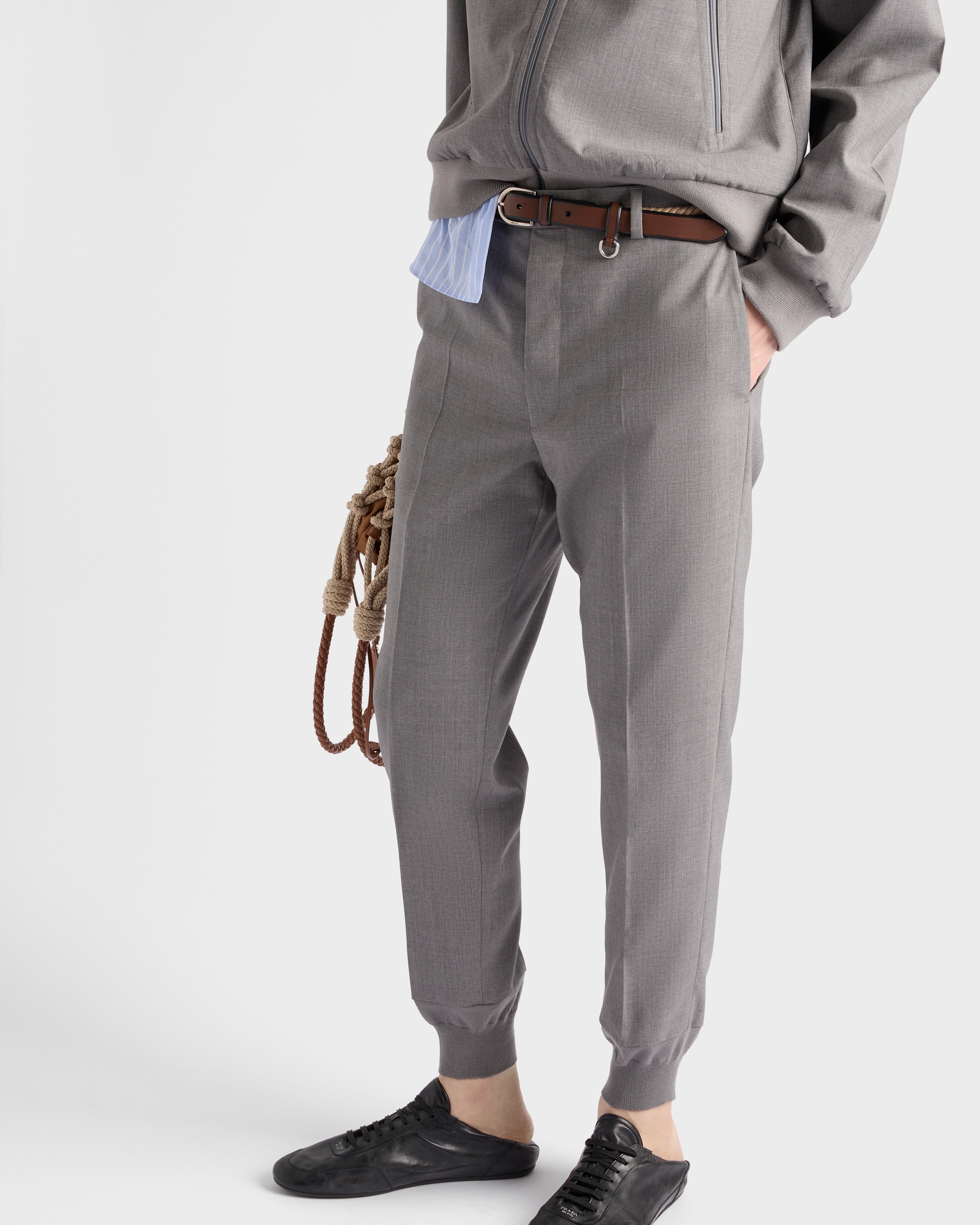 Grey Wool Joggers | PRADA