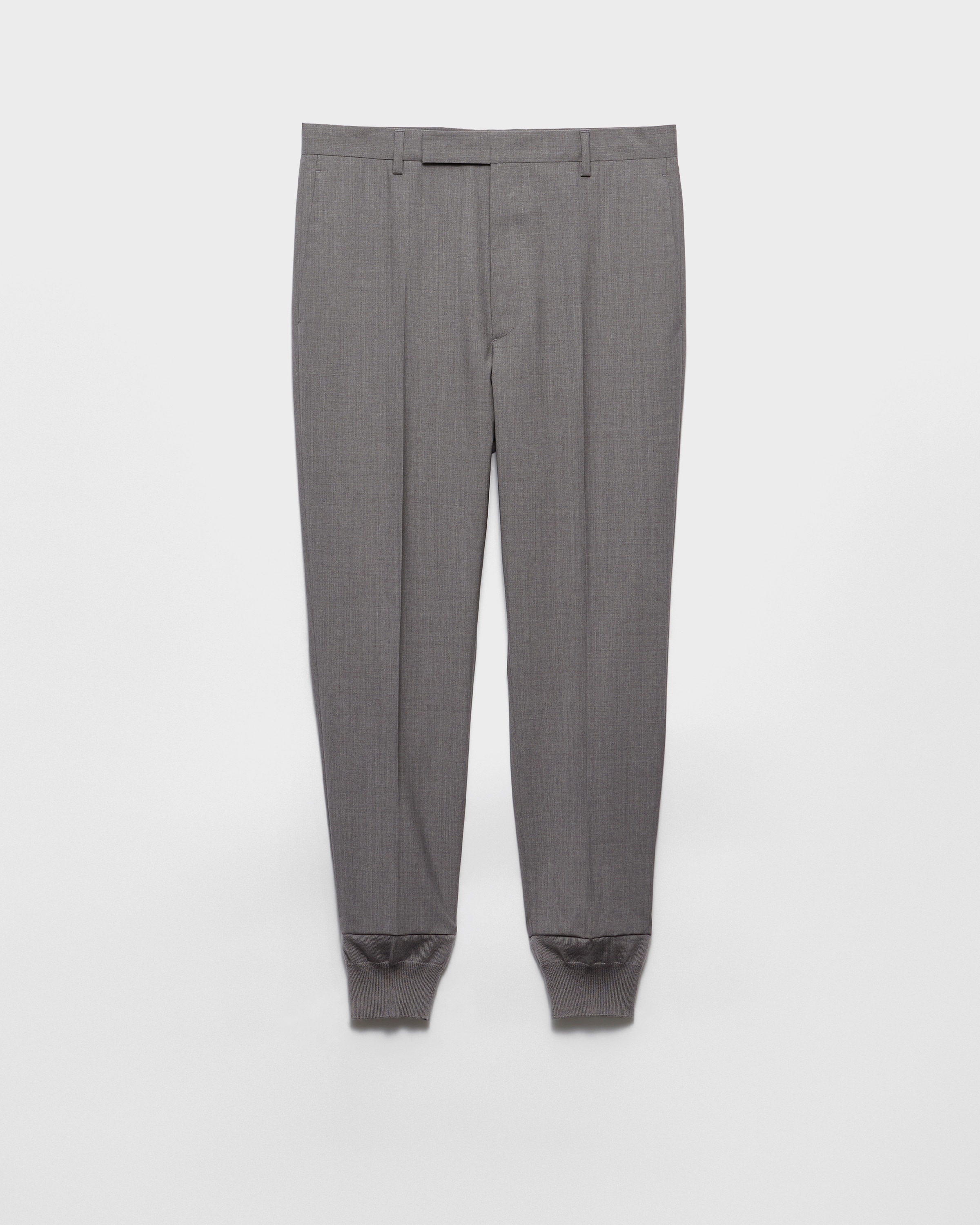 Prada Mens Grey Logo-embroidered Tapered-leg Wool Jogging Bottoms In Grau