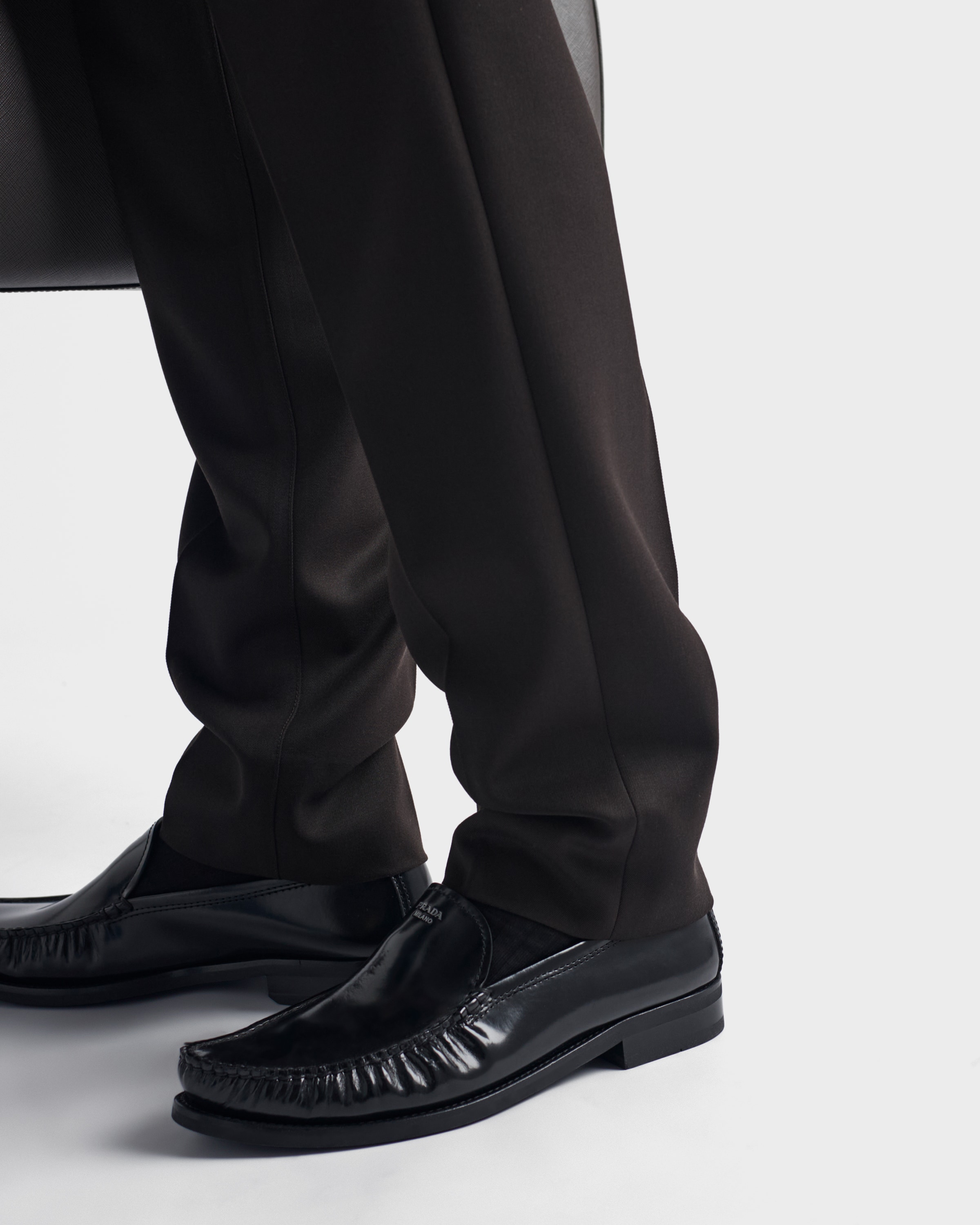 Ebony Wool Pants | PRADA - United States