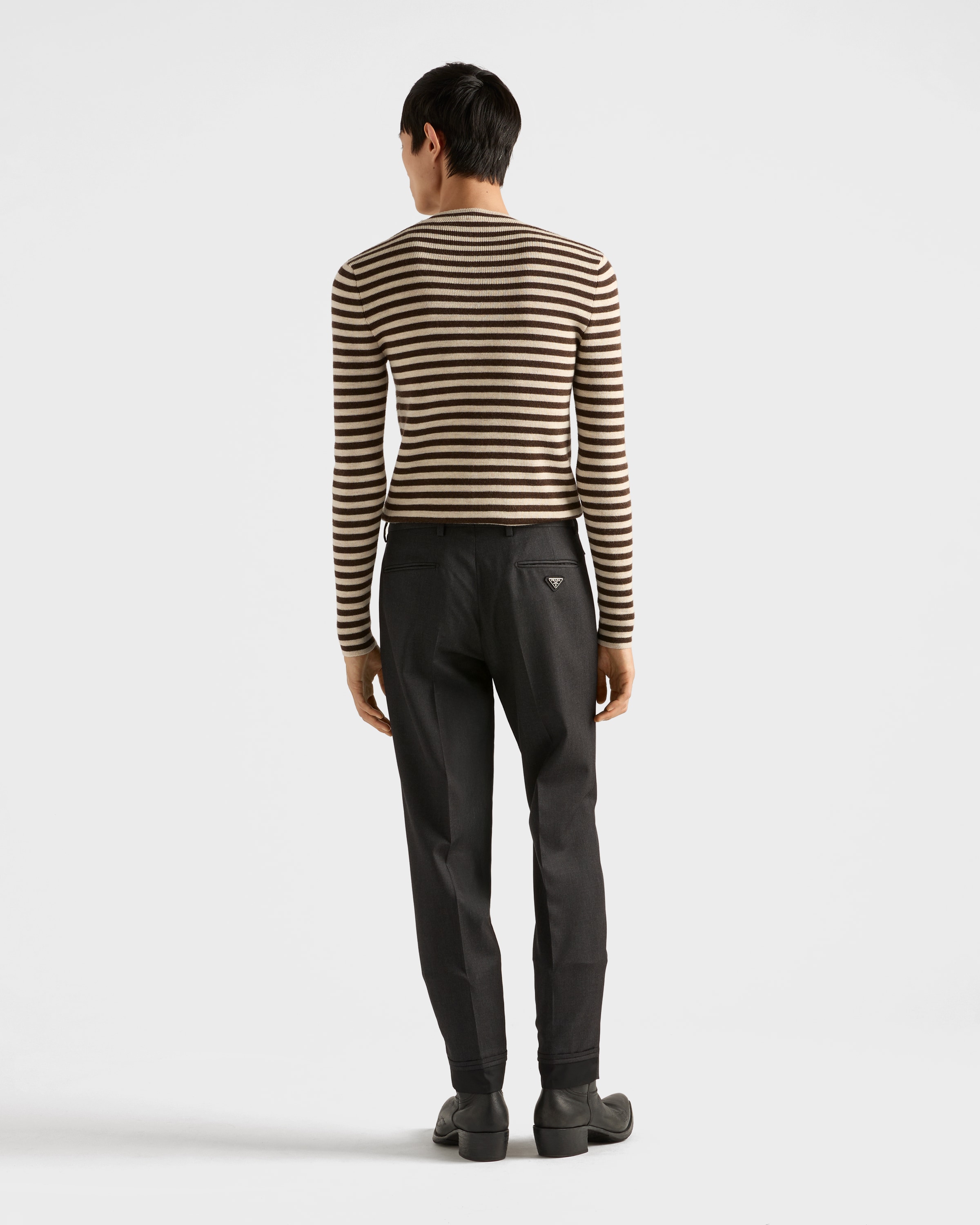 PRADA Graphite ウール パンツ 羊毛長褲煤灰色| PRADA