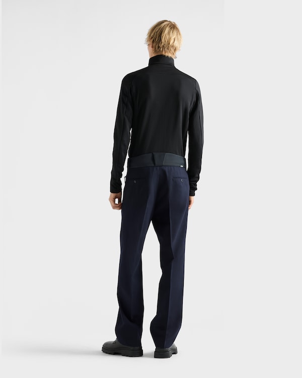 Wool pants with technical details - Navy Wool pants with technical details - Navy