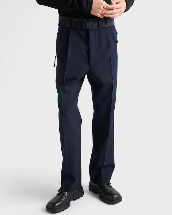 Wool pants with technical details - Navy Wool pants with technical details - Navy