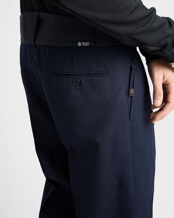 Wool pants with technical details - Navy Wool pants with technical details - Navy