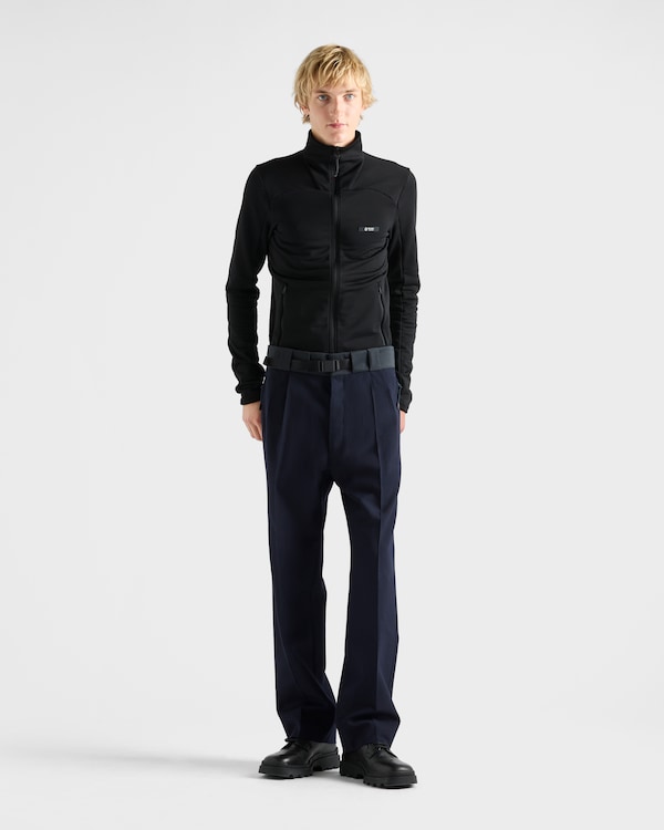 Wool pants with technical details - Navy Wool pants with technical details - Navy